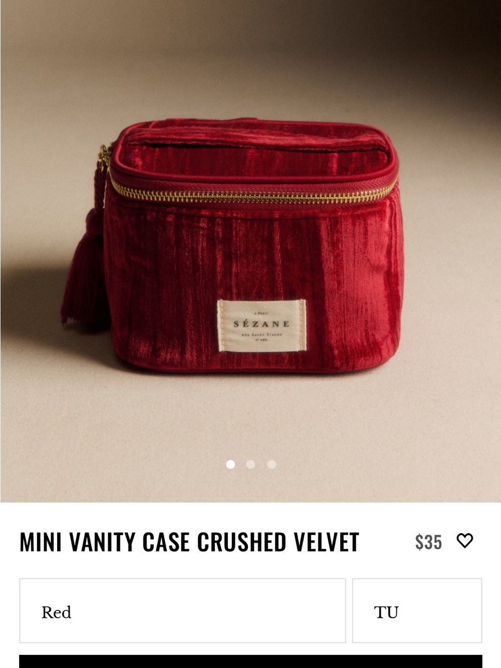Red Crushed Velvet Mini Vanity Case